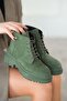 Farber Women's Genuine Suede Leather Stone Boots Green - 5