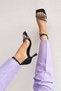 Octavia Open Front Closed Back Stone Heeled Leather Shoes Black - 3