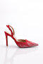 Women's Stone Front Evening Dress Shoes Red Satin 614321085