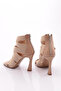 Women's Back Zipper Heeled Evening Shoes Beige 71012535 - 3