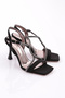 Women's Stone String Heeled Shoes Black Nubuck 51493564 - 2