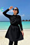 Rose Detail Full Covered 2-Piece Hijab Swimsuit - Black - 7