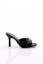 6304 Women's Heeled Slippers with Metal Accessories Black Suede