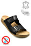Velcro and Buckle Double Strap Light Sole Faux Leather Men's Slippers Black - 2