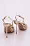 Women's Gold Metallic Classic Heeled Shoes 61422859 - 3