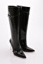 2204 Black Patent Leather Wrinkled Women's Boots - 2