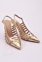 Women's Gold Metallic Classic Heeled Shoes 61422859 - 2