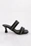 990 Women's Silver Stone Heeled Slippers Black Skin