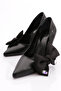 Women's Side Ribbon Heeled Shoes Black 56563557 - 4