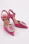 Women's Round Stone Detailed Heeled Shoes Fuchsia 61772859 - 2