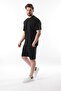 Black Overfit Printed Men's Shorts T-Shirt Suit E7302 - 3