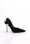 Women's Back Crystal Ball Decoration Heeled Shoes Black Opening 56573557