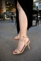 Meddy Nude Leather Open Front Banded Women's Heeled Shoes