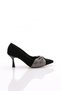 820 Women's Stone Embroidered Ribbon Detailed Heeled Shoes