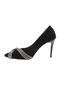 Women's Silver Stone Twisted Band Evening Dress Shoes Black Velvet - 3