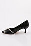 Fb-46 Women's Silver Stone Banded Heeled Shoes Black Crinkled Patent Leather - 3