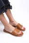 Liblaema Women's Genuine Leather Slippers 00120766 Tan