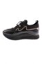 Women's Thick Sole Text Detailed Rubber String Sneakers Shoes Black 9432692 - 3