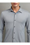 قميص سادة بقصّة Slim Fit مع ياقة - 5