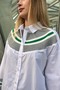 Women's White Knitted Collar Detailed Loose Boyfriend Cotton Shirt - Green - 6