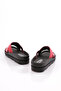 1732-22Y Women's Cross Strap Slippers Red Patent Leather - 3