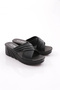 2132-22Y Women's Cross Strap Slippers Black Cracked Suede - 2