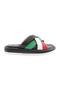 2032-2133-23Y Women's Cross Strap Slippers Genuine Leather Black White Green Red