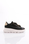 Women's Thick Sole Bee Buckle Sneakers Shoes Black-White 15299633118