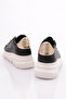 Women's Thick Sole Bee Buckle Sneakers Shoes Black-White 15299633118 - 3