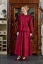 Burgundy Jacquard Shirt Skirt Set - 5