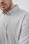 Men's Shirt Black Striped Cotton Linen Modern Slim Fit Shirt - 6