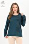 Women's Middle-Aged and Above Viscose Stripe Pattern Stone Embroidered Lycra Emerald Mother Combed Cotton Blouse