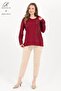 Women's Burgundy Stripe Pattern Stone Embroidered Slit Lycra Viscose Mother Combed Cotton Blouse - 3