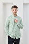 Sarte - Men's Slim Fit Slim Fit Button Collar Linen Look 100% Cotton Flared Shirt