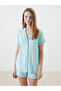 Turkuaz Shirt Collar Women's Shorts Pajama Set - 2