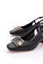 Women's Open Back Heeled Shoes Black 352273539 - 4