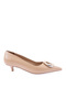 23Y6120-23Y Women's Round Metal Accessory Pointed Toe Short Heeled Shoes Nude