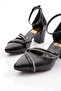 Dg Women's Stone Decorated Ankle Strap Heeled Shoes Black Wrinkled Patent Leather 217552328 - 4