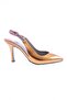 Silver Stone Orange Metallic Thin Heeled Women's Shoes - Rubber Detailed 31362821
