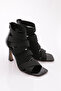 Women's Back Zipper Heeled Evening Shoes Black Patent Leather 71012535 - 2