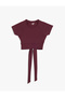 Short Sleeve Slim Fit Crop Sports T-Shirt with Lacing Detail