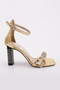 Women's Stone Ball Detailed Ankle Strap Evening Dress Gold Printed Metallic 21183482