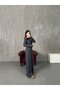 Modal Fabric Draped Asymmetrical Cut Blouse Pants Anthracite Double Suit - 3