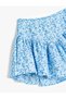 Elastic Waist Pleated Floral Patterned Mini Shorts Skirt - 3