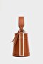 Tan Women's Contrast Stitched Bucket Hand and Shoulder Bag - 3