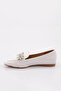 White Women's Loafer - Crystal Stone Buckle, 61192534 - 3