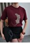 Claret Red Leo Embroidered T-Shirt - 3