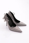 Women's Platinum Striped Classic Heeled Shoes 56573557 - 2