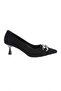 Fb-39-1563 Women's Pearl Stone Twist Accessory Heeled Shoes Black Velvet
