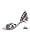 Bar-05-23Y Women's Silver Stone Banded Goblet Heeled Shoes Platinum Mirror - 3